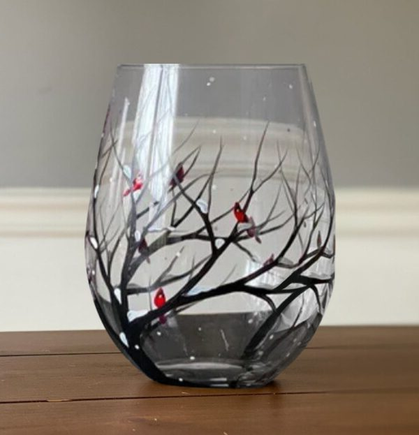 Four Seasons Tree Wine Glasses – Hand Painted Art