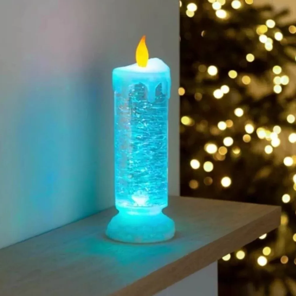 LED Christmas Candles Rechargeable With Glitter