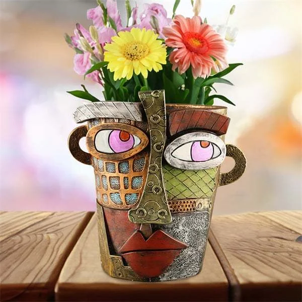 Handmade Picasso Brutalist Abstract Beauty Face Flower Pot