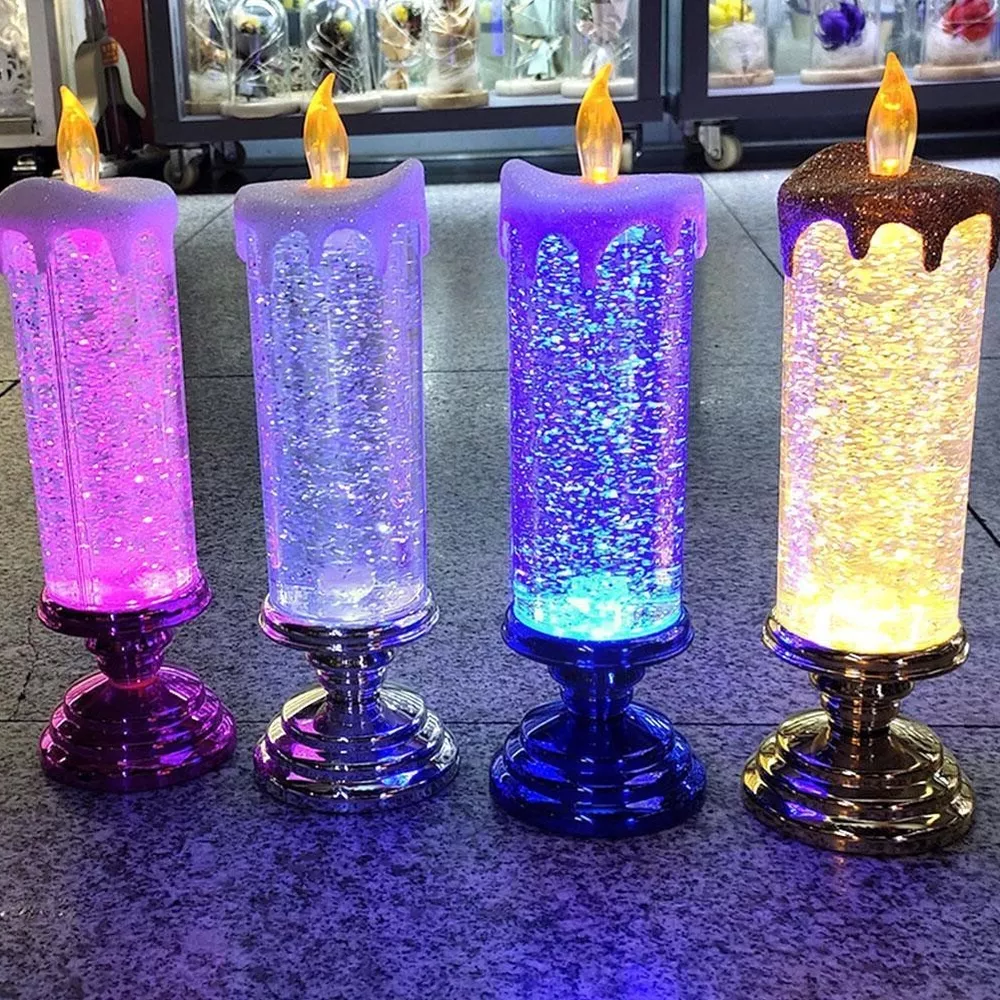 LED Christmas Candles Rechargeable With Glitter