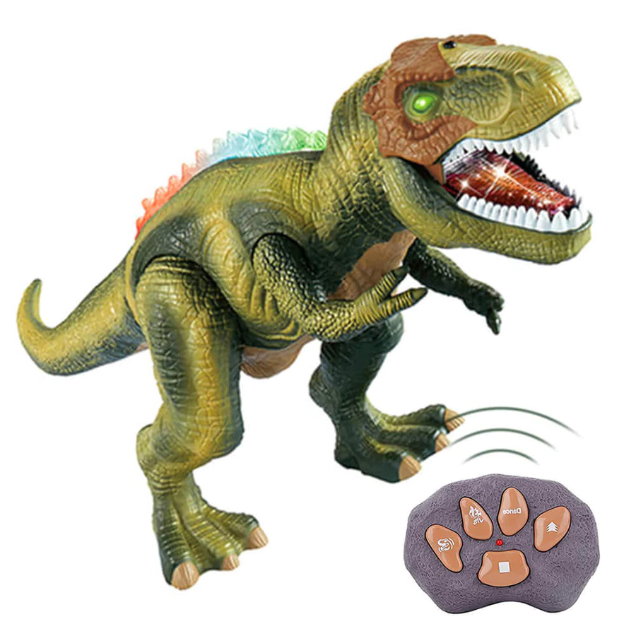 Remote Control T-Rex Dinosaur With LED Light Up, Walking & Roaring Realistic Dinosaur Toys