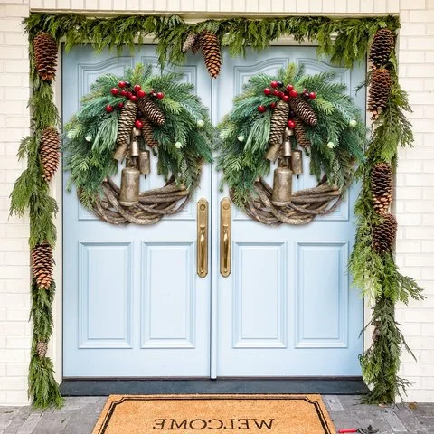 Farmhouse Christmas Wreath, Boho Wreath, Holiday Wreath