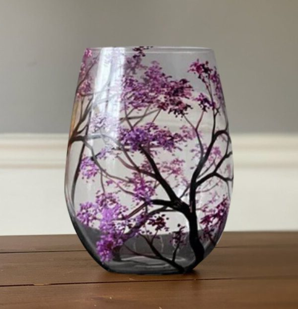 Four Seasons Tree Wine Glasses – Hand Painted Art