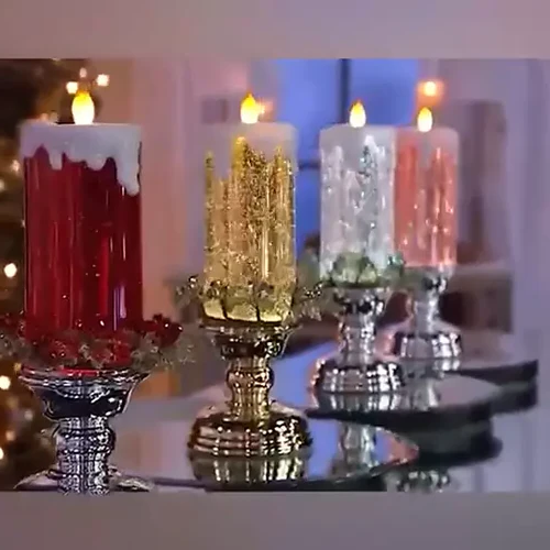 LED Christmas Candles Rechargeable With Glitter