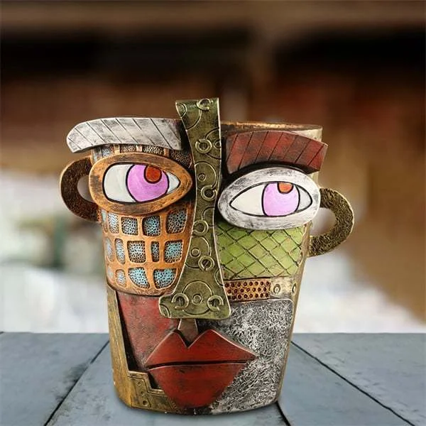 Handmade Picasso Brutalist Abstract Beauty Face Flower Pot