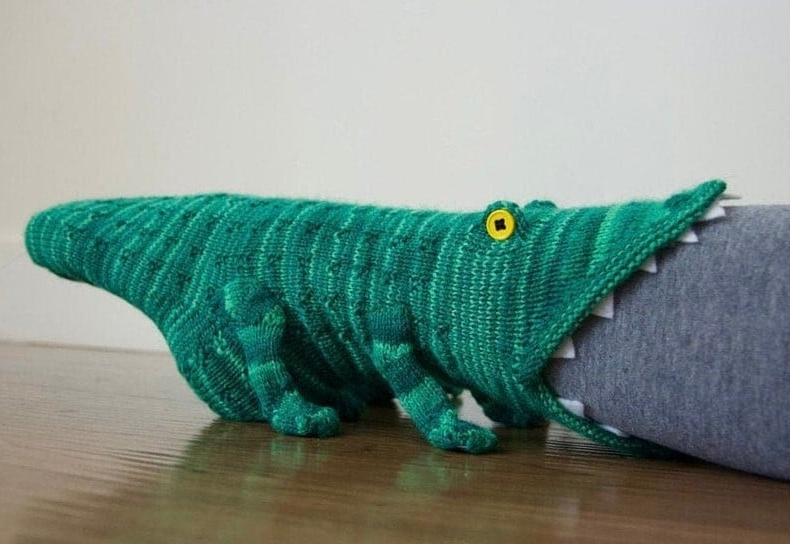 3D Knitted Crocodile Socks