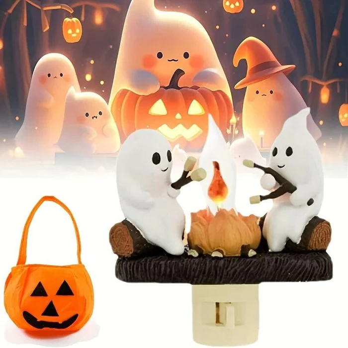 Halloween Ghost Bonfire Night Light - Campfire Flicker Flame Night Light