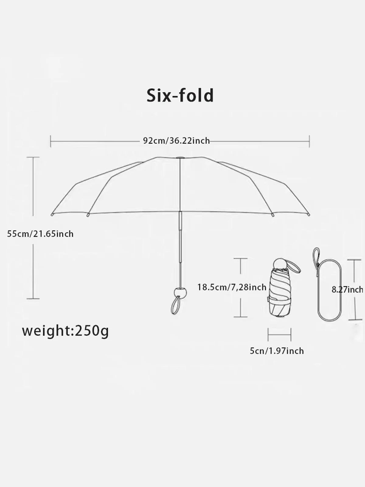 Travel Umbrella Compact Lightweight Portable UK Strong Waterproof Folding Umbrellas With 6 Rib Reinforced