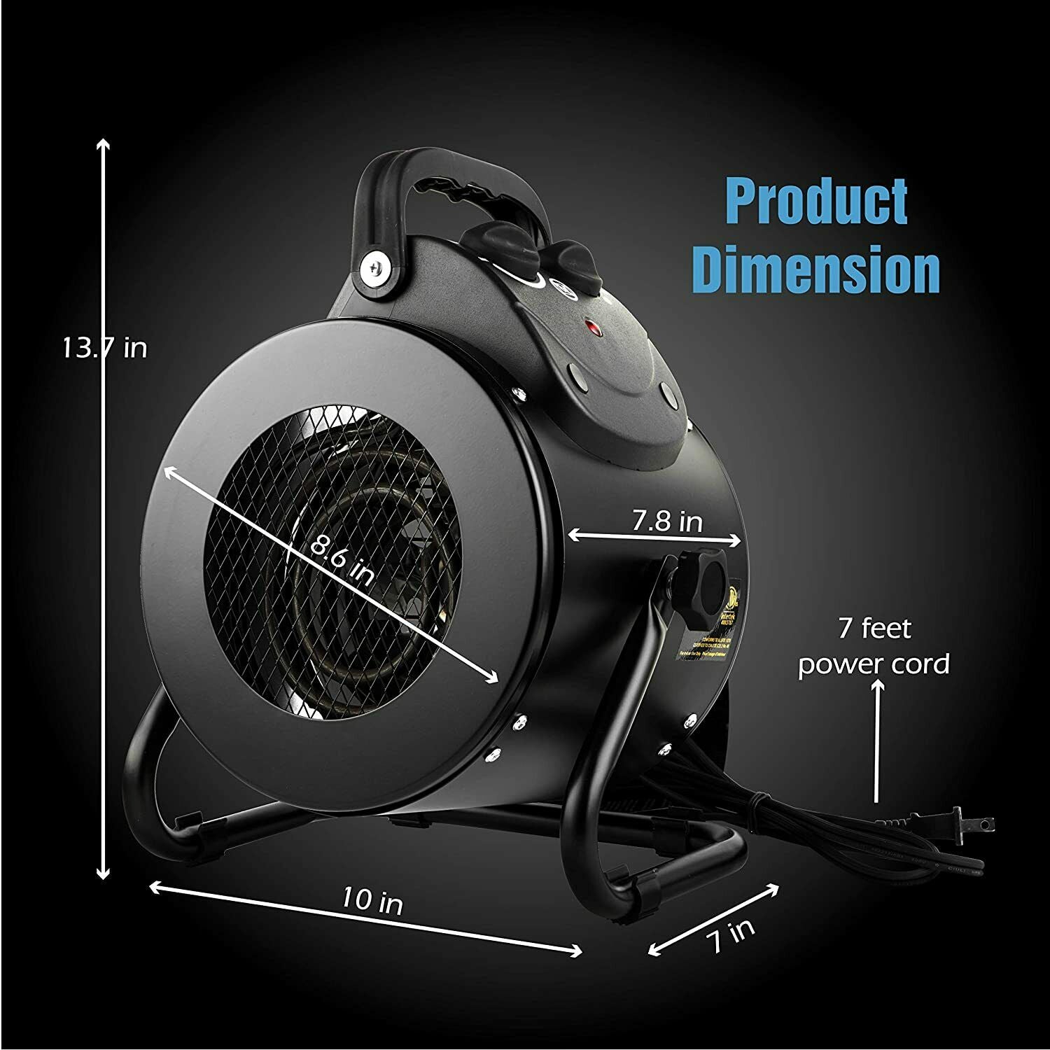 Electric Heater Fan for Greenhouse Grow Tent Workplace Fast Heating IPX4