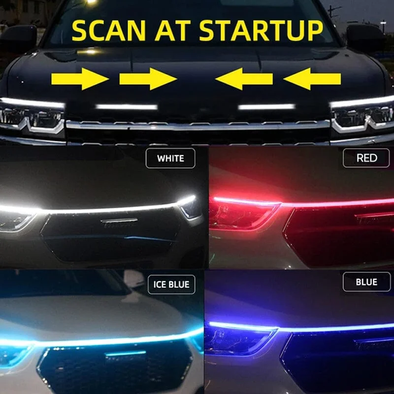 Dynamic Scan Start Up Hoodbeam Kit, Flexible Car Hood LED Strip Lights