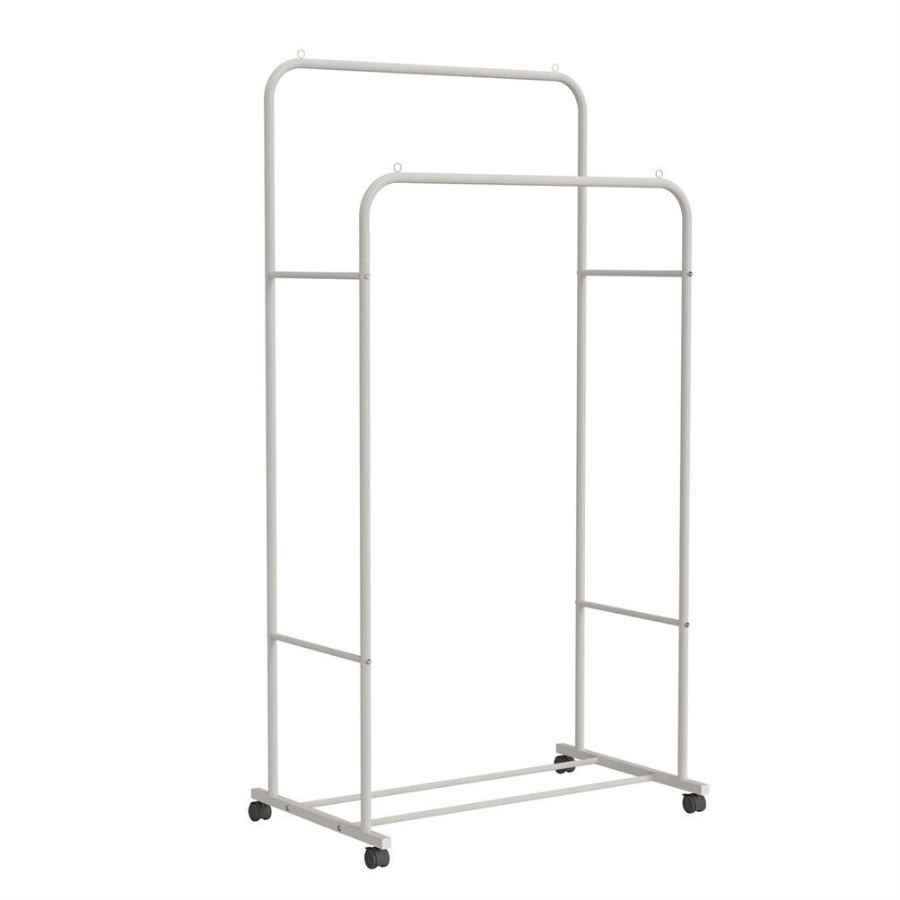 Freestanding Heavy Duty Double Rail Rolling Dry Clothes Garment Rack